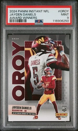 2024 PANINI INSTANT NFL AWARD WINNERS #OROY JAYDEN DANIELS ROOKIE RC PSA 9