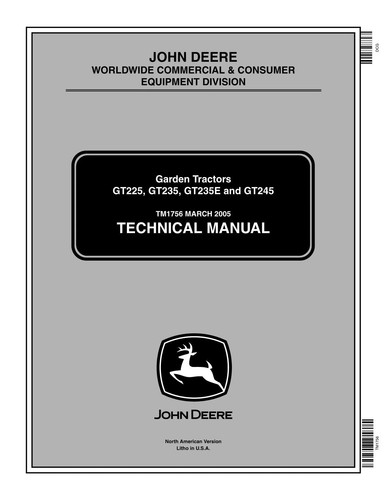 John Deere GT235 GT225 GT245 GT235E Traktor Reparatur Scheckheft TM1756 - Bild 2 von 4