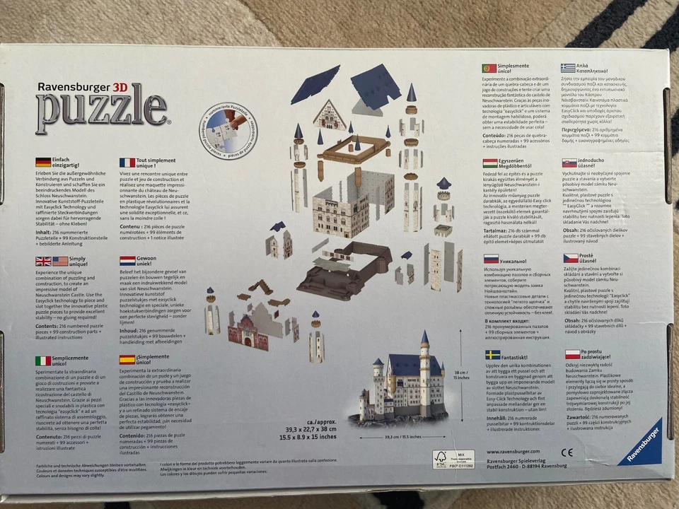 Puzzle 3D Ravensburger Castello di Neuschwanstein - Immagine 2 di 4