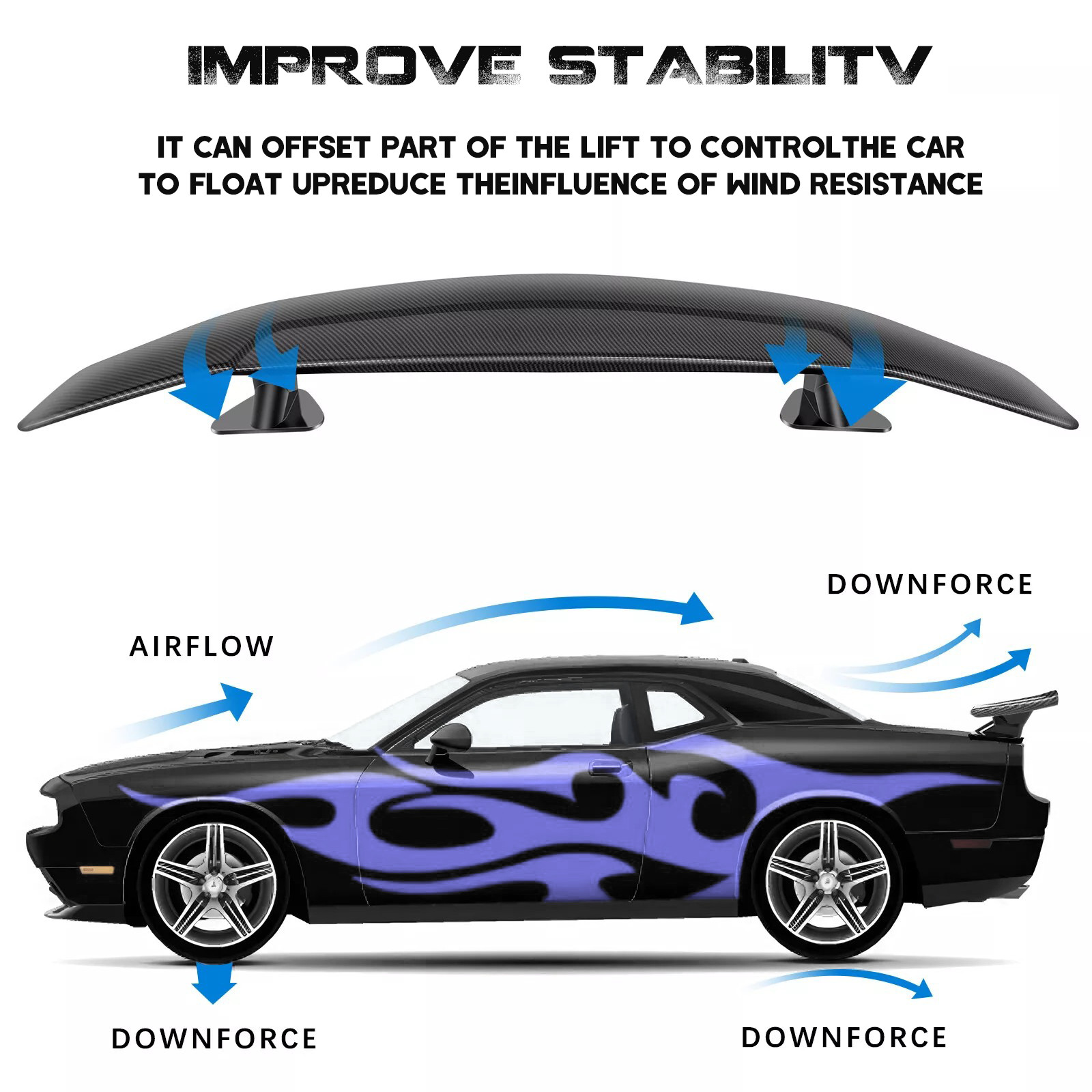 52" Carbon Fiber Spoiler Wing Rear Trunk Wing GT Style For Maserati Ghibli 14-23