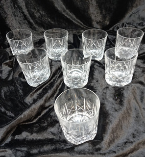 THOMAS WEBB SET OF 8 VINTAGE WHISKEY TUMBLERS 7.5cm TALL #H3