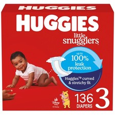 Huggies Little Snugglers Size 3 Diapers 16-28 lbs 136 Count