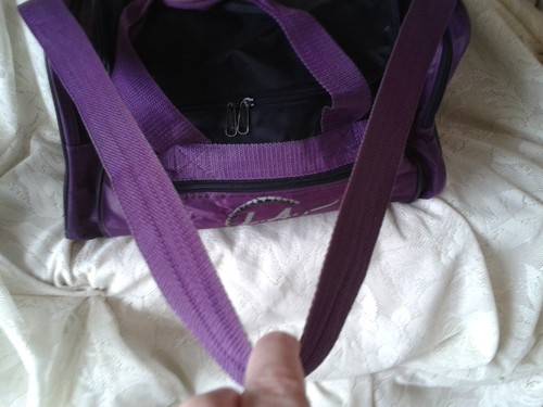 Gym Bag / Sports Bag, 3 Sections, Black + Purple Trim, Handles & Shoulder Strap - Picture 4 of 12