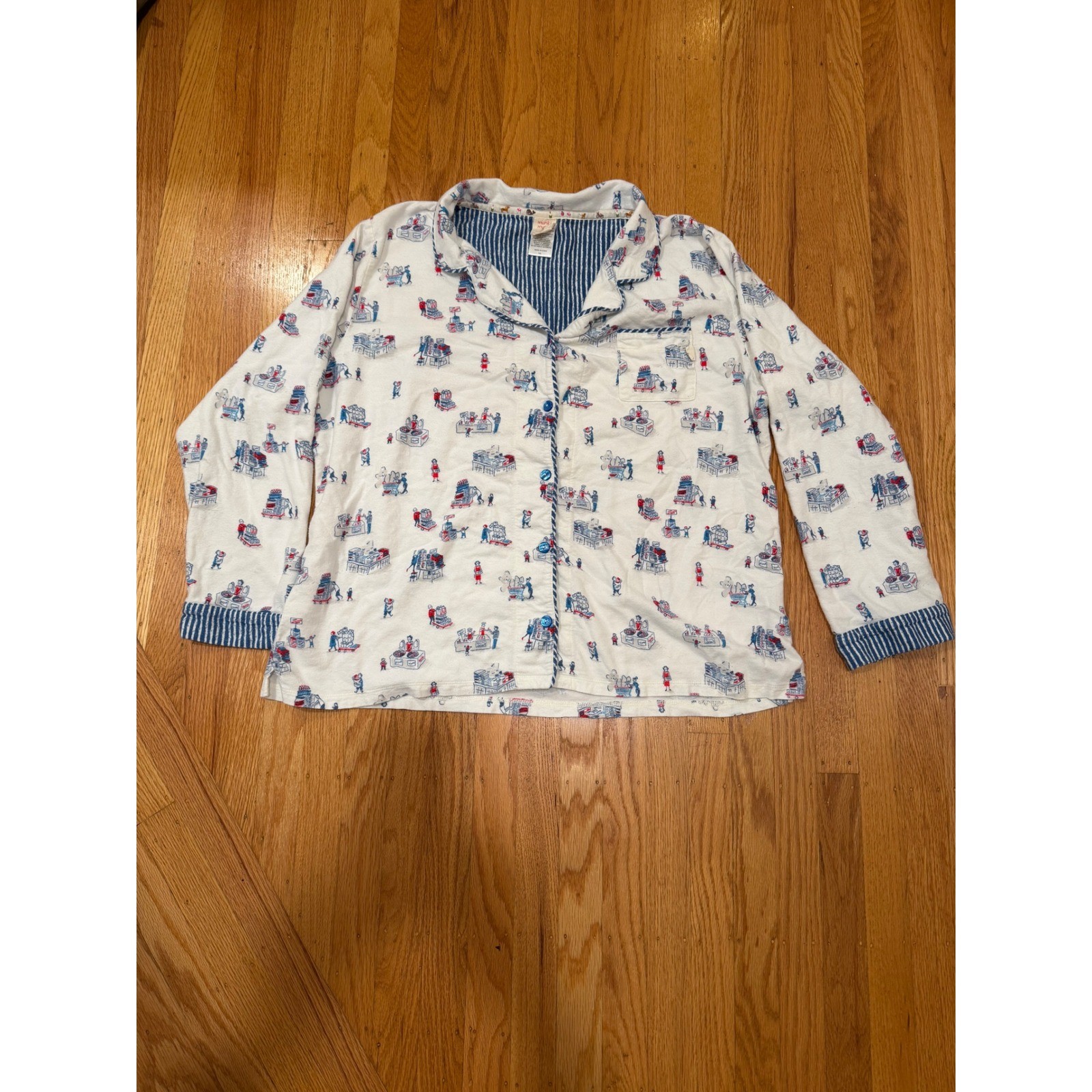 Munki Munki Pajama Set XXL 2PC Womens Novelty Print Loungewear Sleepwear White