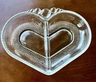 Vtg  Duncan Miller Elegant Depression Glass Teardrop Divided Relish Bowl  Heart
