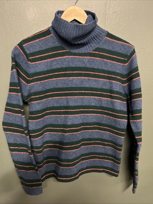 Eastside Westside Size Medium 100% Lambswool Striped Turtleneck Sweater