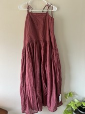 ASOS DESIGN US 2 Pink Cotton Solid Square Neck Strappy Sleeveless Midi Dress