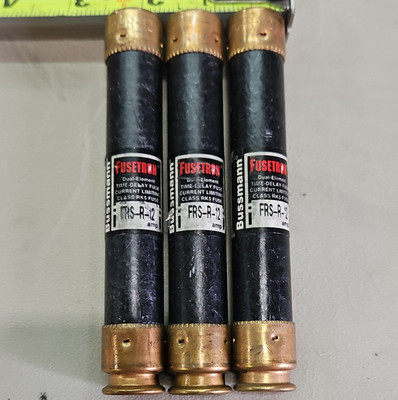 Bussmann FRS-R-12 12A 600V Time-Delay Cartridge Fuses, Pack of 3