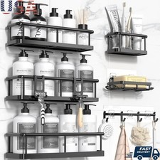 Shower Caddy Organizer Set Rustproof Adhesive Hooks Bathroom Storage 6 Pieces US