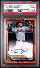 2024 BOWMAN DRAFT CHROME PRSPCT AUTOS ORANGE WAVE TYSON NEIGHBORS 16/25 PSA 9