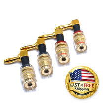 WJSTN Banana Plug to 4mm Female Jack Adapter Speaker Audio Connectors 4-Pack