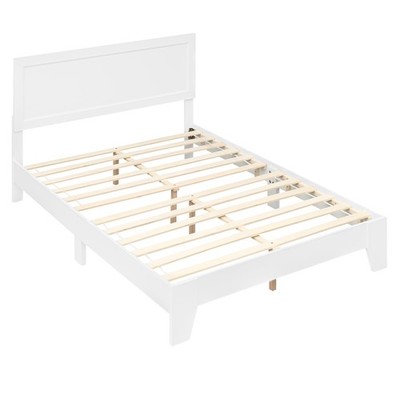 Full Size Bed Frame Modern Platform Bed w/ Headboard No Box Spring Needed