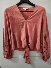 Lovestitch Top Womens S Pink Sophia Hem Tie B...