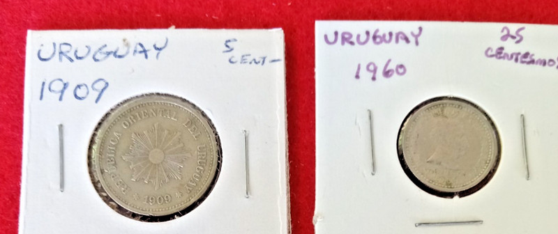Foreign Coin       URUGUAY  2  Coin Lot     circulated