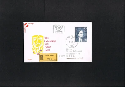 Österreich-Einschreib-FDC Mi.Nr. 1803 " 100. Geb. von Alban Berg " sehr selten ! - Bild 1 von 2