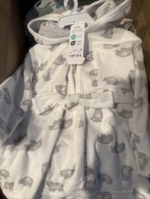 Carter's Unisex Baby Cute Allover Bear Hooded French Terry Bathrobe White 0-9 M
