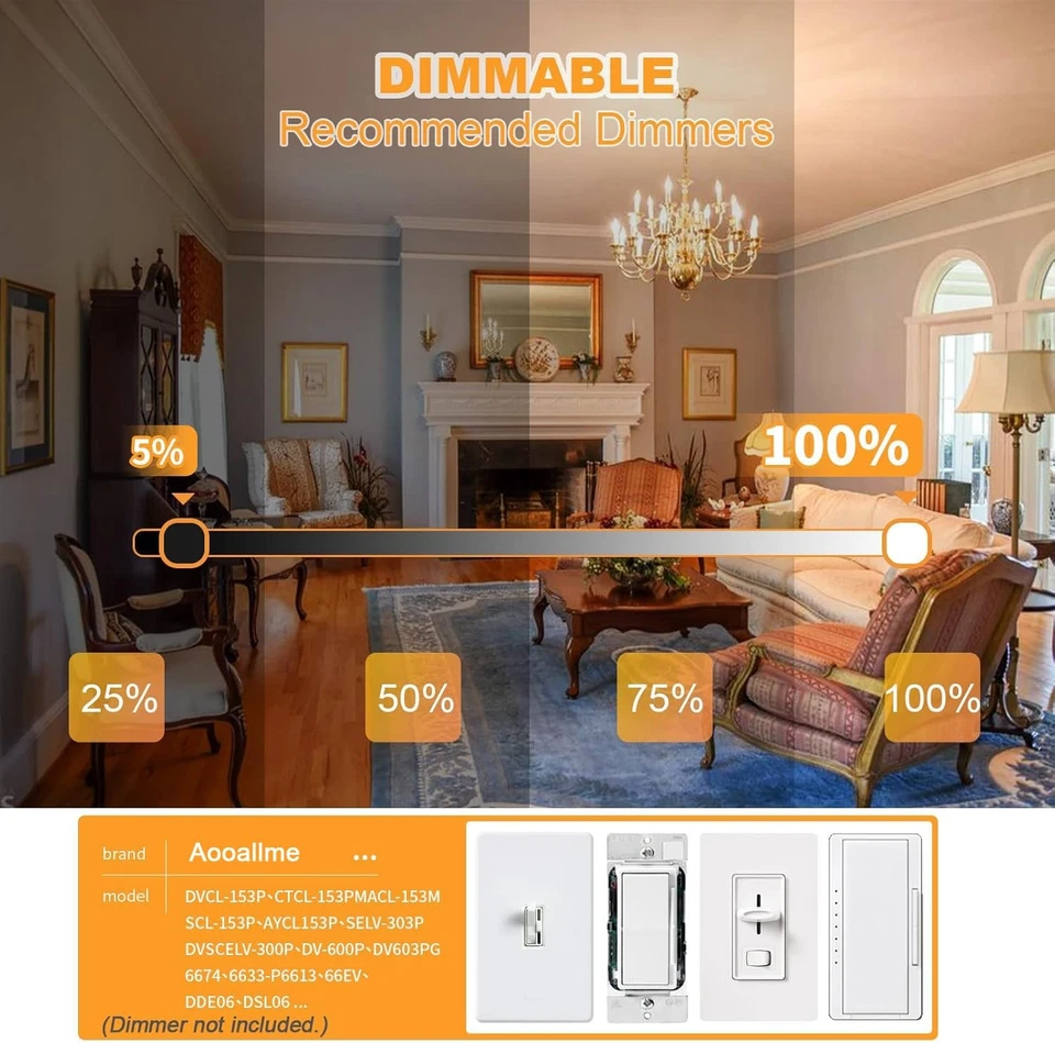 E11 LED Bulb 8W 800LM 100W Equivalent, JDE11 Mini Candelabra LED Bulb Dimmabl... - Image 4 of 4