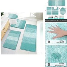 Bsmathom Bathroom Rugs 4 Piece Set, Microfiber U-Shaped Toilet Rug Lid Cover