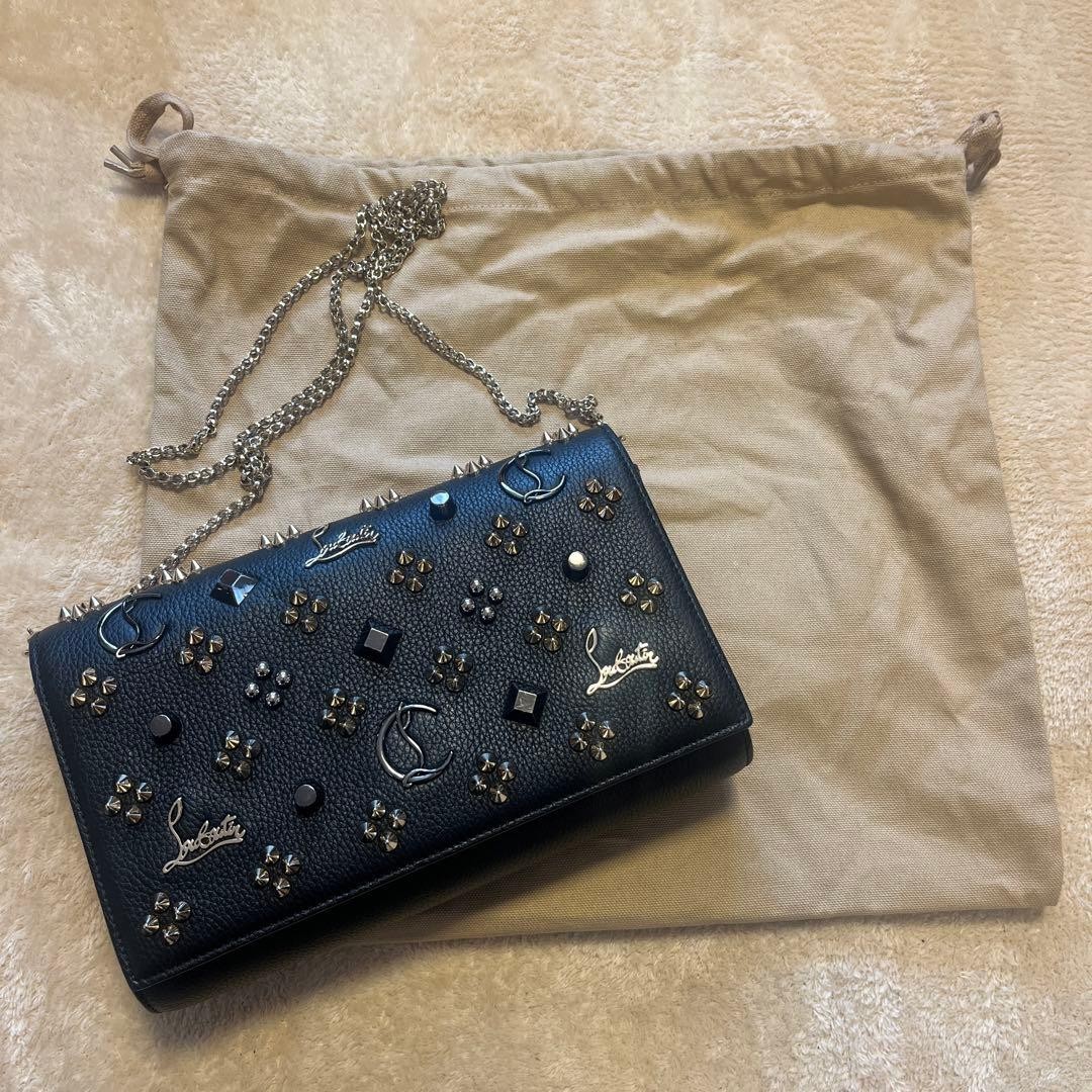 MINT Auth Christian Louboutin Paloma Clutch Bag Leather Studded Handbag