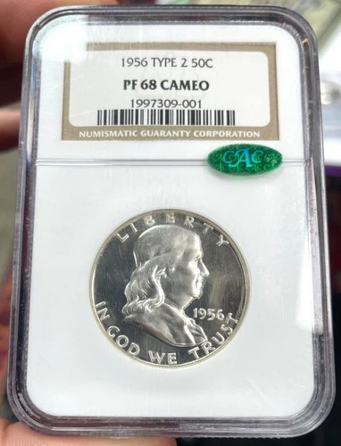 1956 Type 2 Proof Franklin Half Dollar NGC PR68 CAMEO CAC