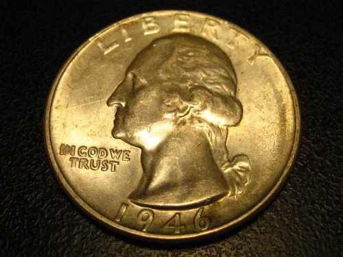 1946-P 90% Silver Washington Head Quarter BU Reverse Toned ^^^^^