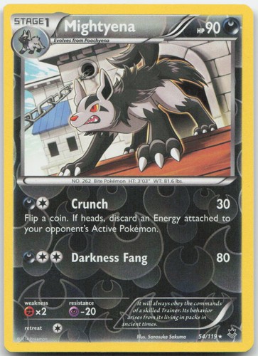 Mightyena 54/119 Rare Phantom Forces Pokemon Reverse Holo Lightly Played