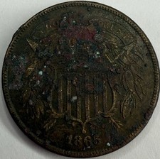1865 US Copper 2 Cent 2c Exact Coin Imaged #2C169