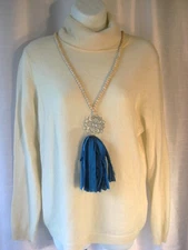 Charter Club Luxury Cashmere Turtleneck Sweater Large Creamy White