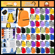 48 Pack 17" Zippered Backpack - Bulk Outdoor Travel Bags for School & Events - A