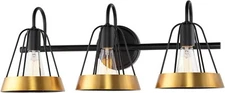 Kira Home Hayes Bathroom Vanity Wall Light Fixture Matte Black Gold Open Cage