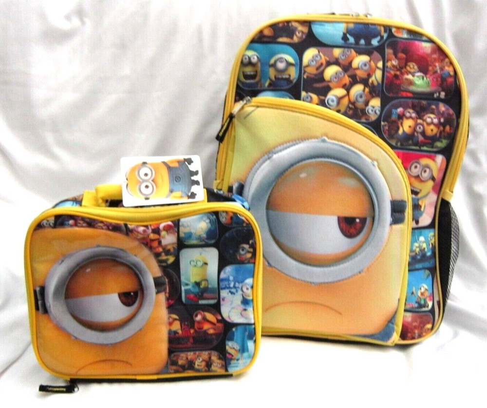 Disney Minions 16 Inch Backpack with 9.5 Inch Lunchbox Set