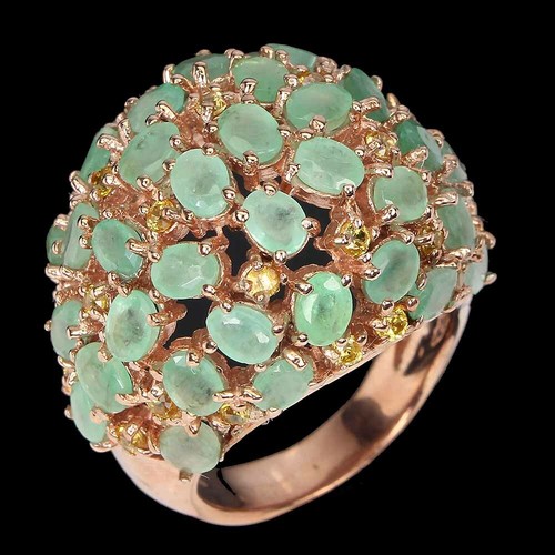 925 Sterlingsilber Ring Oval Smaragd Saphir Diamantschliff Edelstein Schmuck Sz - Bild 2 von 10