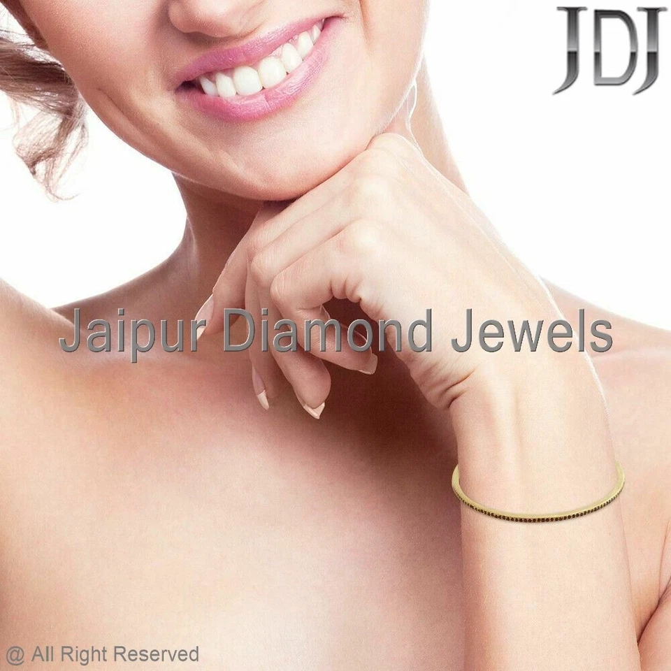 Genuine Red Ruby Gemstone Sleek Bangle 925 Sterling Silver Gold Plated Jewelry - Image 3 of 4