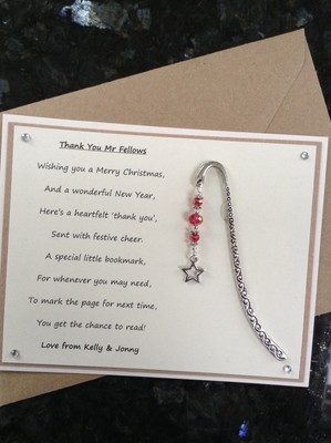 Christmas Thank You Teacher Personalised Poem Gift Magnet Star Charm Bookmark | eBay