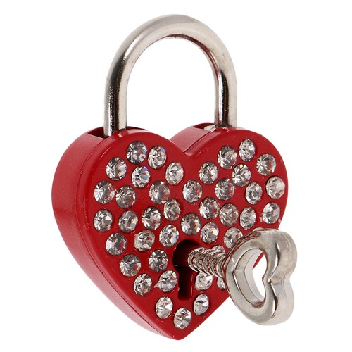 Diamond Heart Shape Padlock Lock With 
