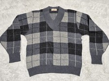 Vintage Hudson?s GLASGO XL Sweater Wool Mohair V-Neck Pullover NWOT Checkered