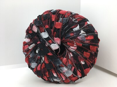 Berlini Ladder Ribbon Maxi Yarn #156 Manhattan | Black, Red, Grey Color Block - 50g, 98 Yards