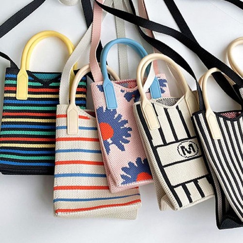 Mini Knit Handbag Knit Phone Bag Student Knot Wrist Bag Girl