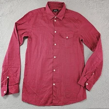 A.P.C. Button Shirt Mens Small Red Black Gingham Rue Madame Paris Designer