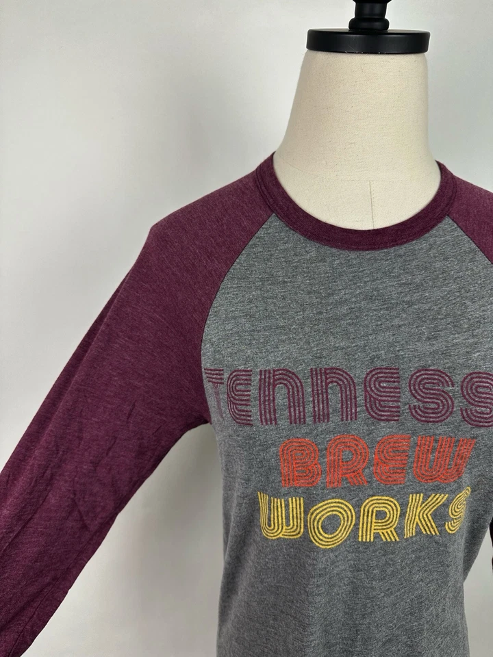 Camiseta TENNESSEE BREW WORKS MUJER S Raglán Camiseta de Béisbol Tri-mezcla Gris Cerveza Foto 3 de 4