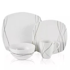 MIKASA Something New - Place Setting Square Dinner Salad Plate Bowl Mug Set NEW