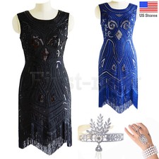 1920s Flapper Dress Gatsby Cocktail Party Sequin Tassel Evening Prom 20s Dresses