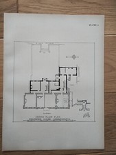 Bradmore House, Ground Floor Plan, Hammersmith, London - Antique Print - 1915