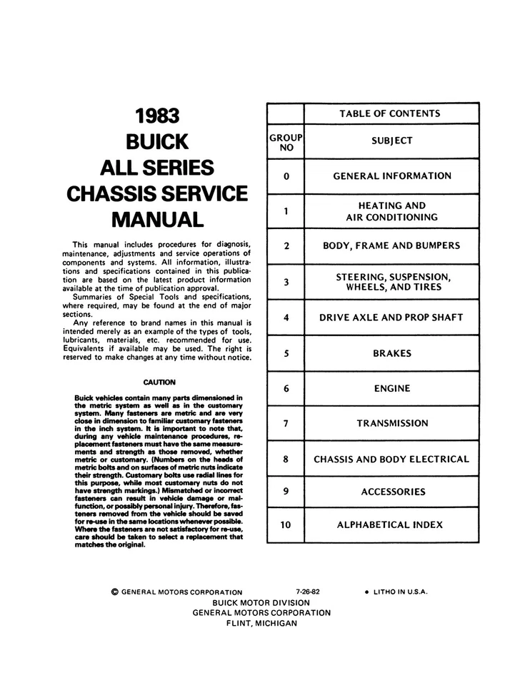 1983 Buick Service Manual All Models - 2 Volume Set - Image 2 of 4