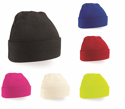 Boys Girls Kids Children Knitted Woolly Winter Turn Up Cuffed Skiing Beanie  Hat UK - Main Image