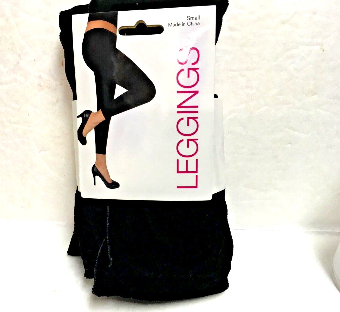 LEGGINGS BLACK COLOR S SIZE SMALL (STRETCH VELVETY LOOK)  NEW IN PACKAGE-image