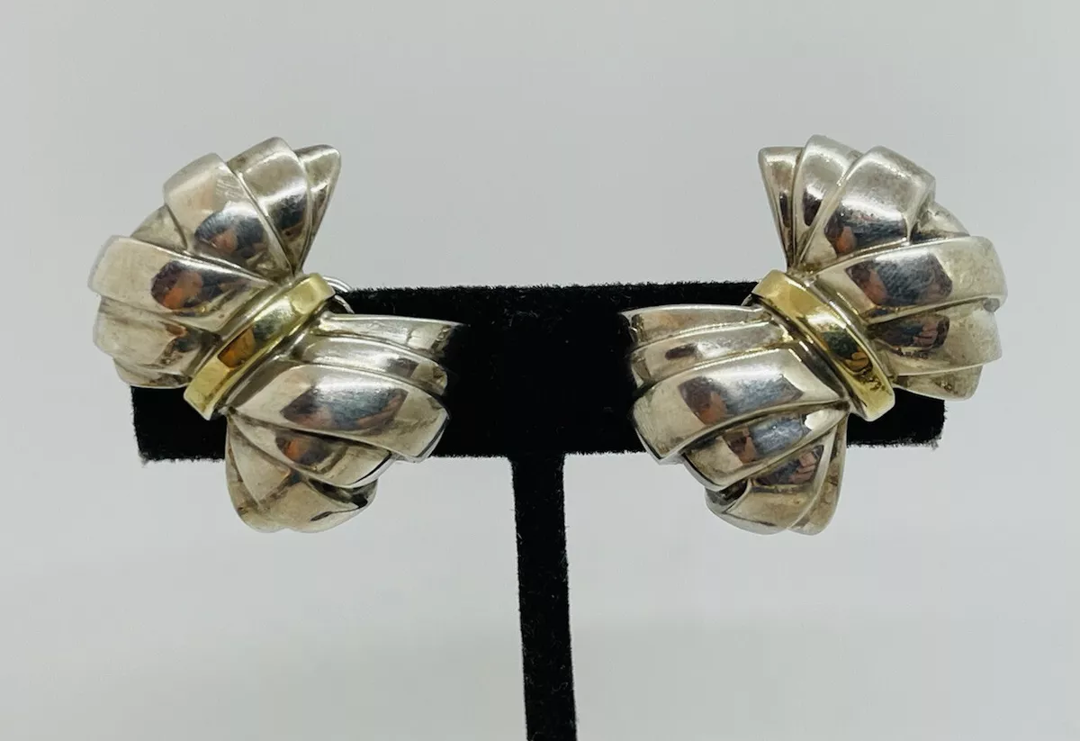 Tiffany & Co. Authentic Sterling Silver & 18k Gold Bow Earrings