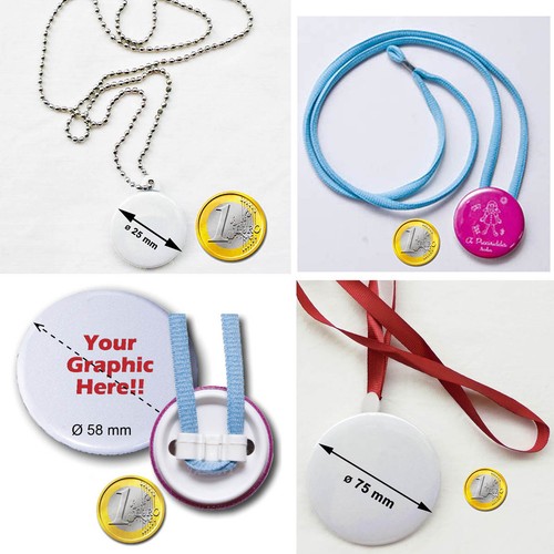 STOCK COLLANA MEDAGLIA COCCARDA PERSONALIZZATO GADGET  NECKLACE CUSTOM1 - Photo 1 sur 9