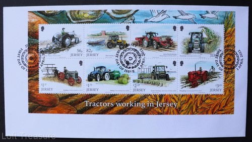 Jersey Stamps: "Tractors Working in Jersey" First Day Cover S/S 8v 2022 - Picture 2 of 3