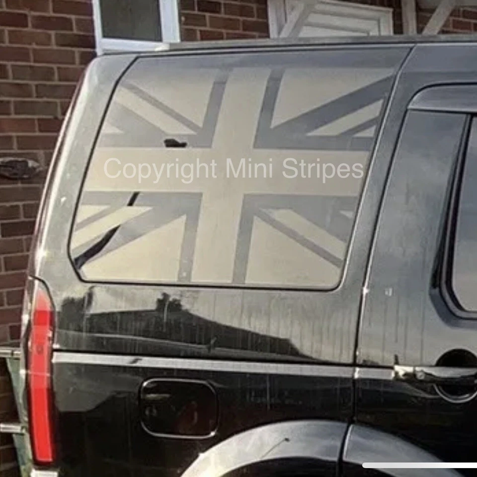 MINI STRIPES Landrover Discovery 3/4 Window Union Jack Flag - Vinyl decals / graphics